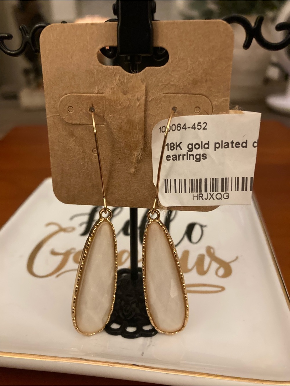 18K Gold Plated White Teardrop Earrings - Elegant Women’s Jewelry